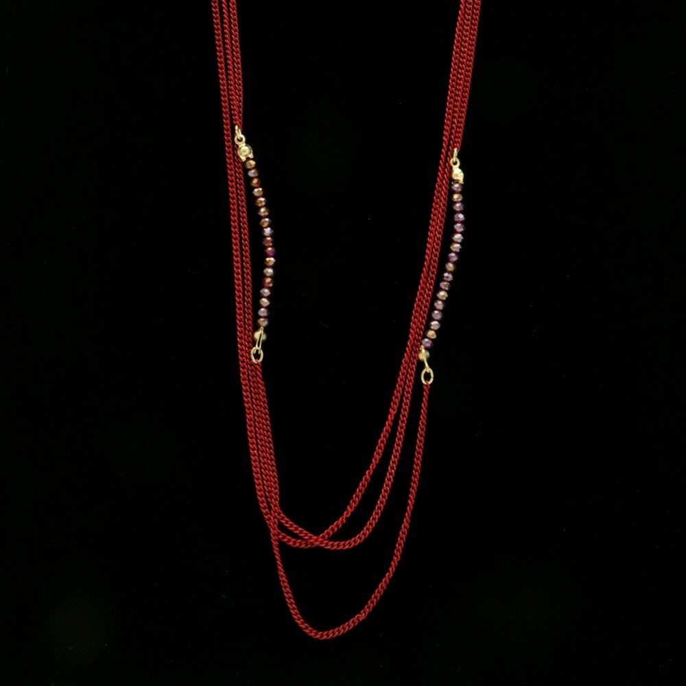 Express Layered-Necklace Red/Gold NWT - Picture 4 of 4
